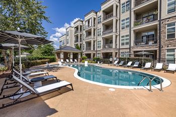Resort style pool with sun shelf